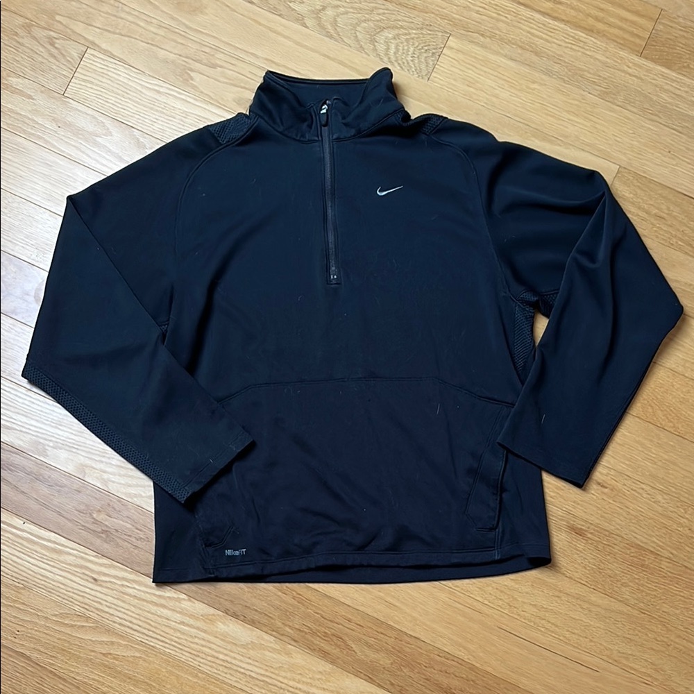 Nike Black Performance Quarter-Zip Jacket with kangaroo pocket